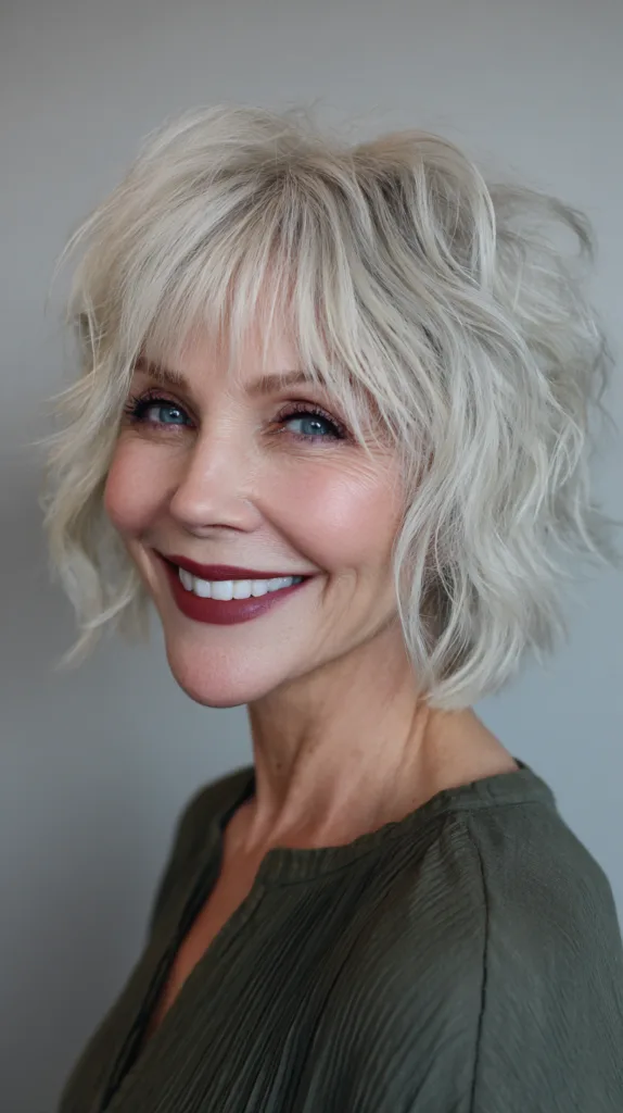 Textured Feathered Bob with Soft Bangs