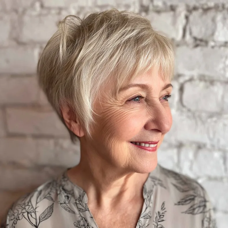 Textured Feathered Pixie with Wispy Bangs