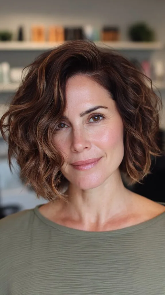 Textured Frayed Bob with Defined Curls