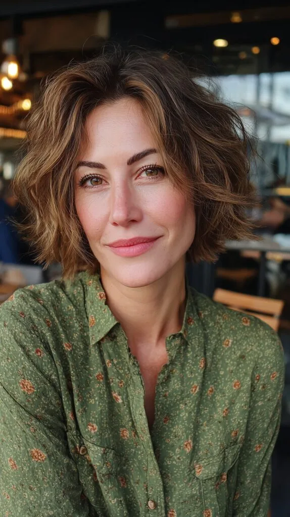 Textured Frayed Bob with Effortless Waves