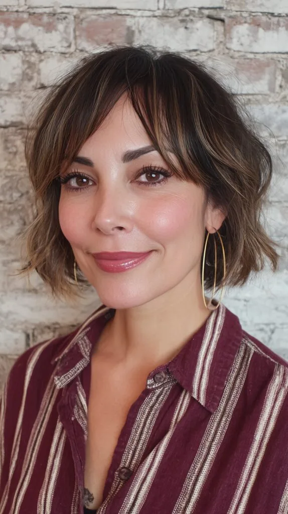 Textured Frayed Bob with Soft Bangs