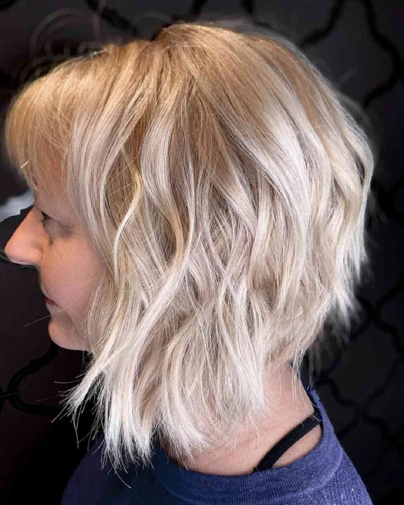 Textured Inverted Bob for an older woman over 60 with fine hair