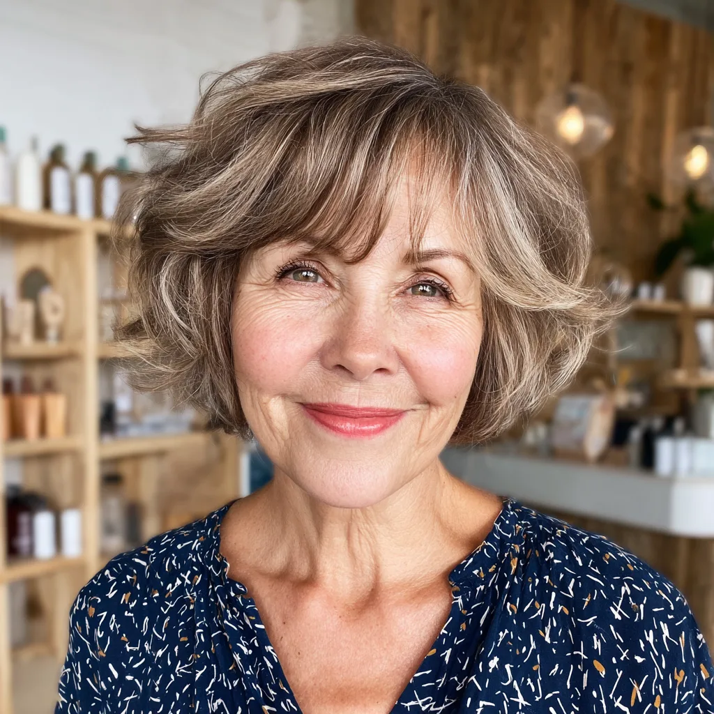 Textured Jaw-Length Bob with Playful Bangs