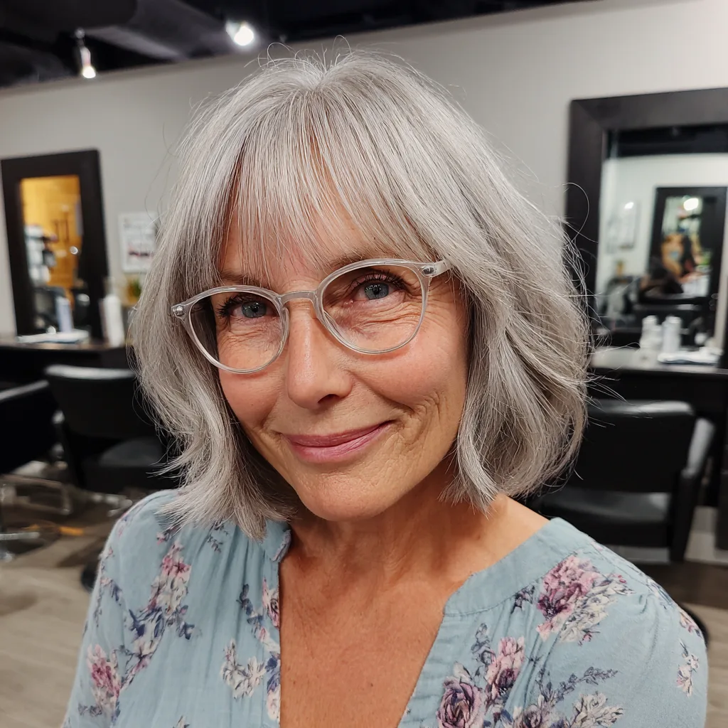 Textured Jaw-Length Bob with Soft Bangs