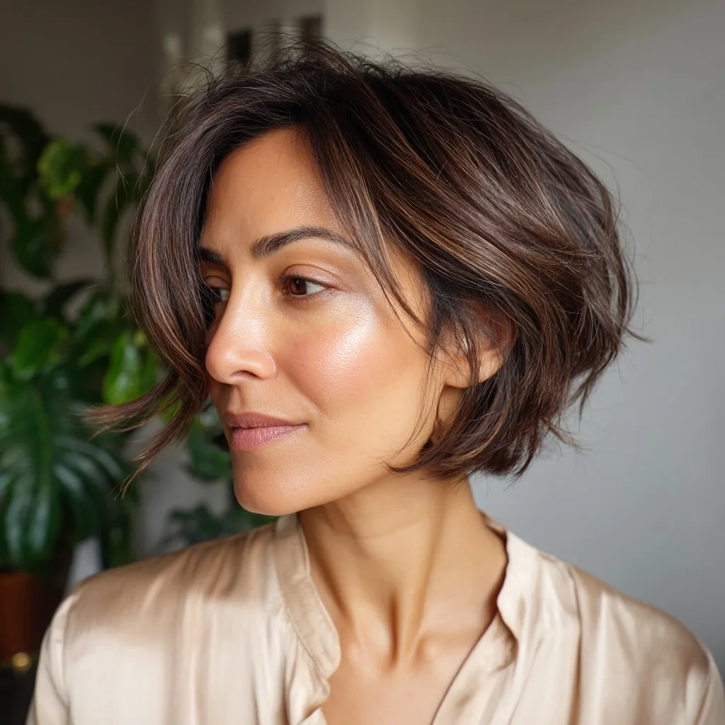 Textured Layered Bob with Subtle Highlights