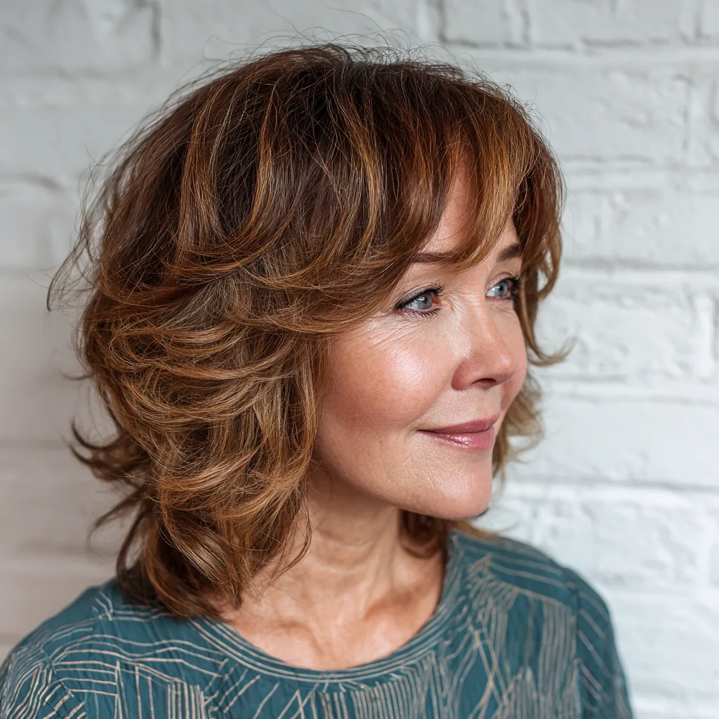 Textured Lob with Soft Bangs and Loose Waves