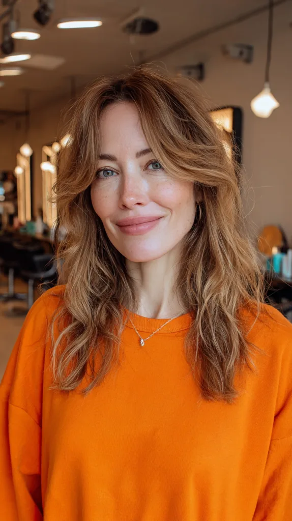 Textured Medium-Length Cut with Soft Curtain Bangs