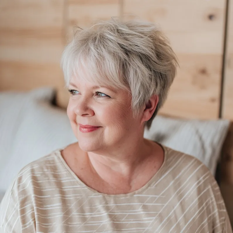 Textured Pixie Cut with Soft Volume for Round Faces