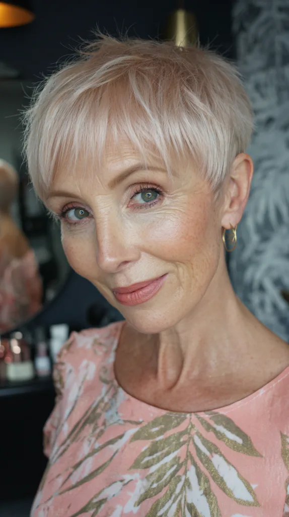 Textured Platinum Pixie with Soft Layers