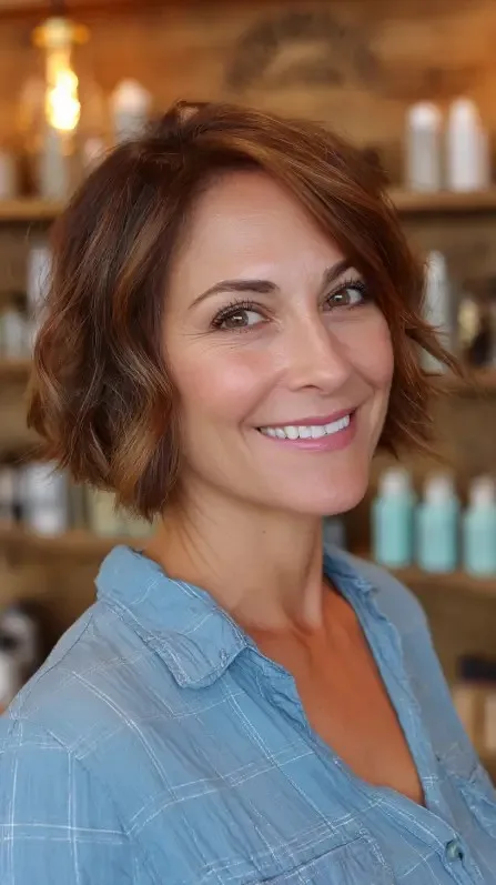 Textured Ripple Bob with Soft Curly Layers