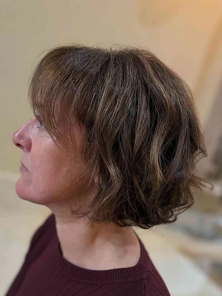 Textured Short Bob with Wispy Bangs