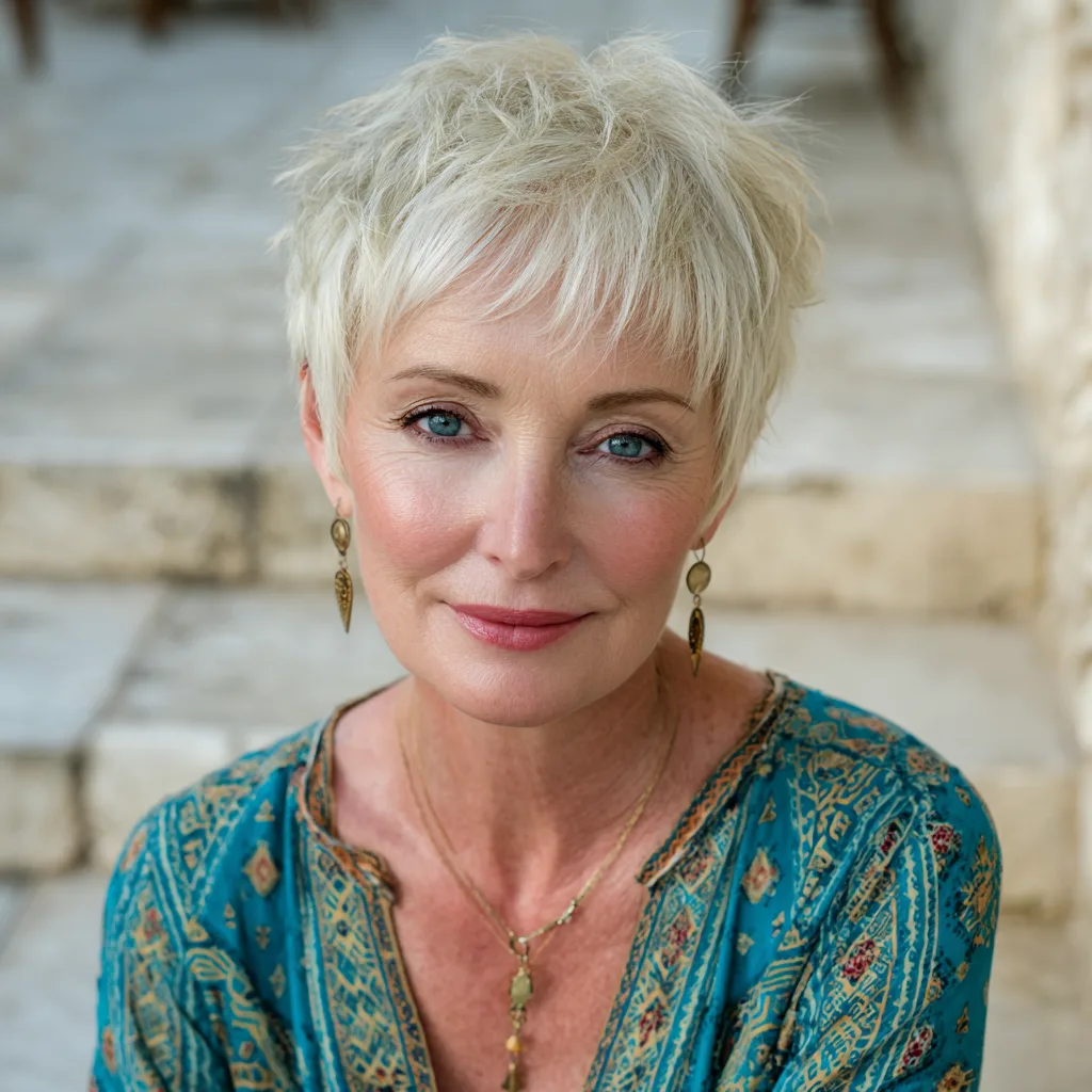 Textured Short Crop with Fluffy Bangs