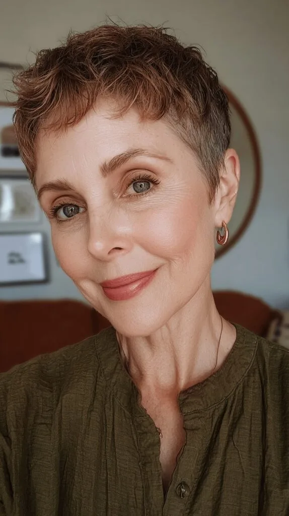 Textured Short Pixie Cut with Soft Waves