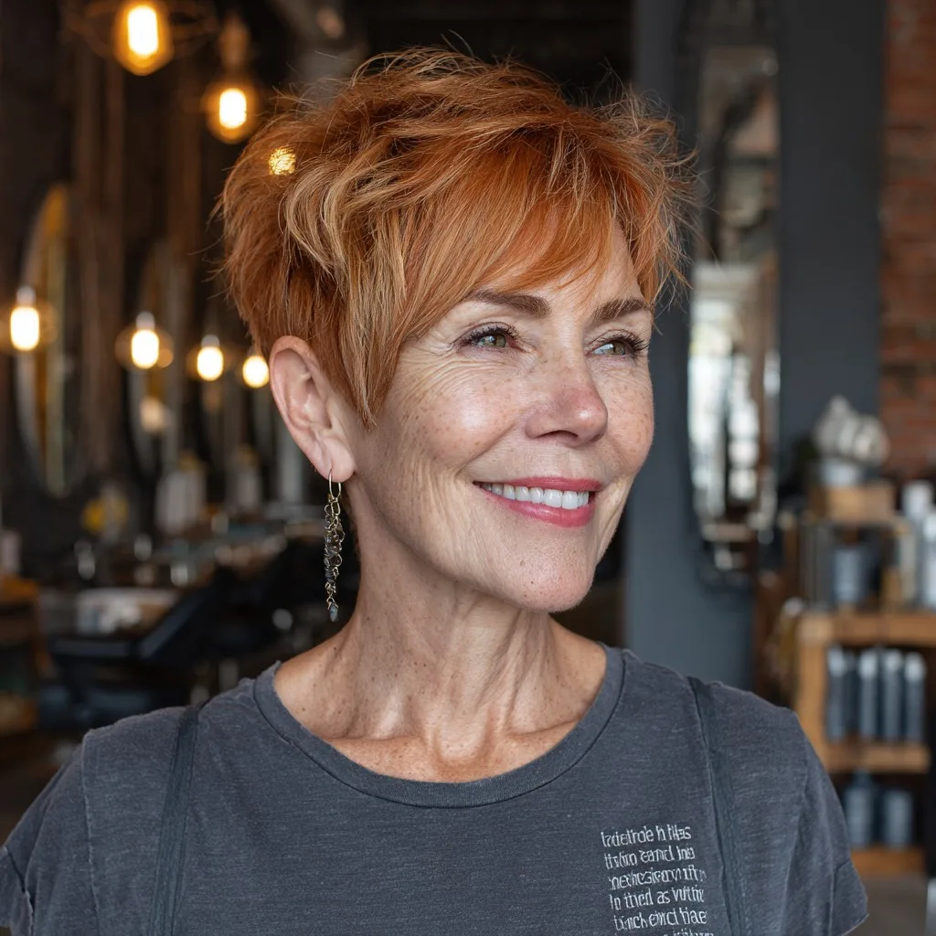 Textured Short Red Pixie Cut with Soft Layers