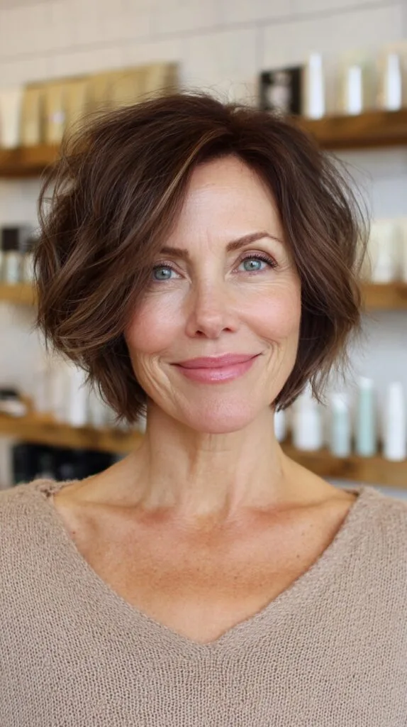 Textured Side-Parted Chin-Length Bob with Airy Point-Cut Ends