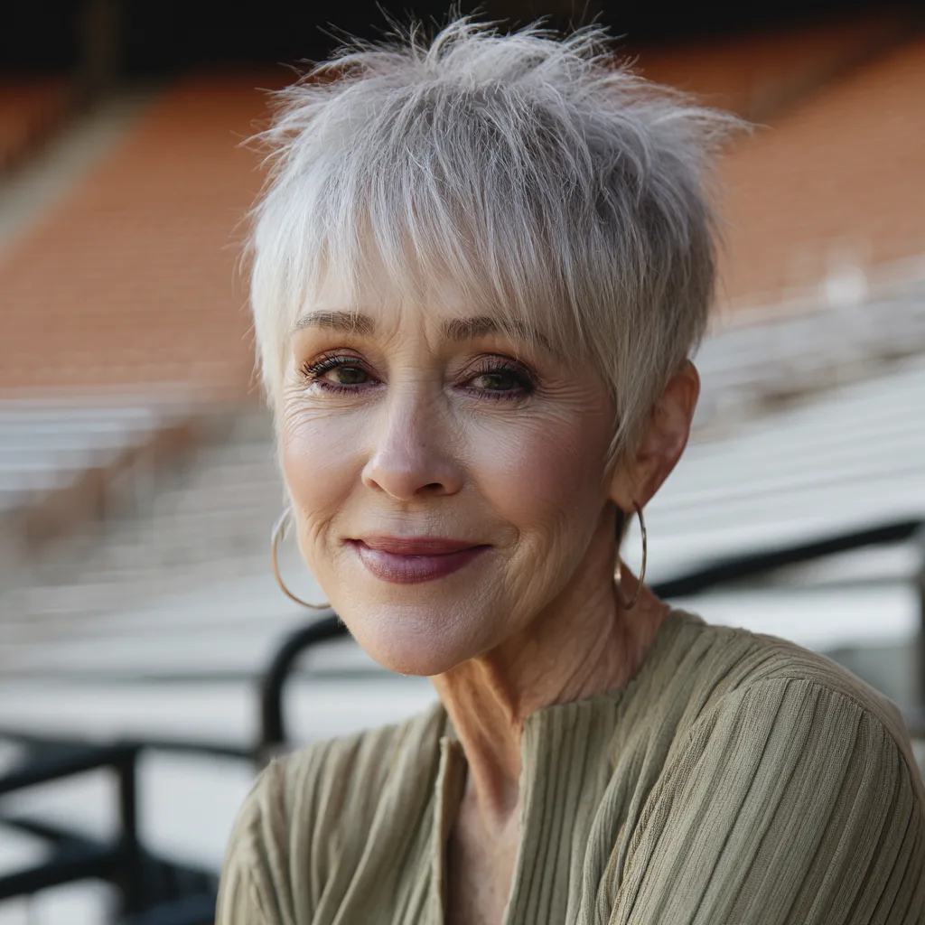 Textured Silver Pixie with Softly Wispy Bangs