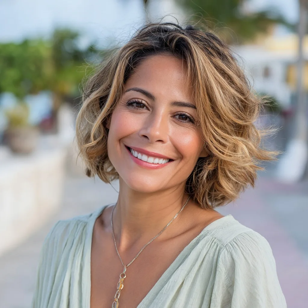Textured Soft Bob with Light Waves