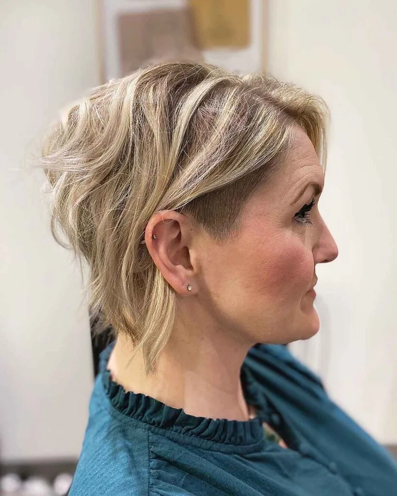 Textured Stacked Bob with an Undercut Style for Women 40 and Up with Fine Hair