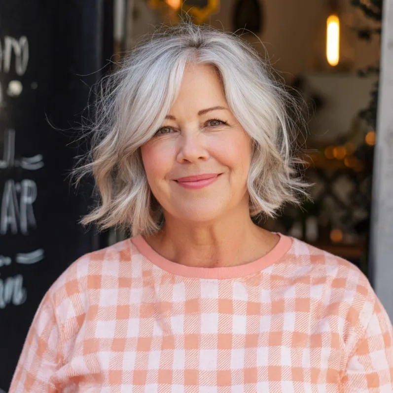 Textured Wavy Razor-Cut Bob for a Playful Look