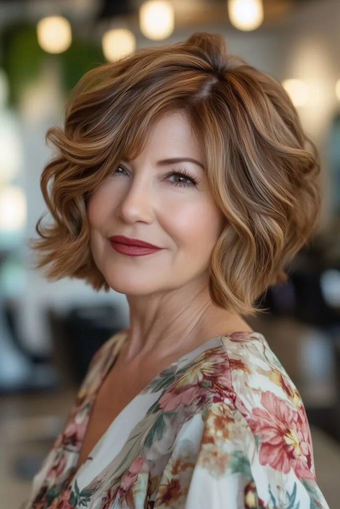 toffee and caramel hair for a woman over 50