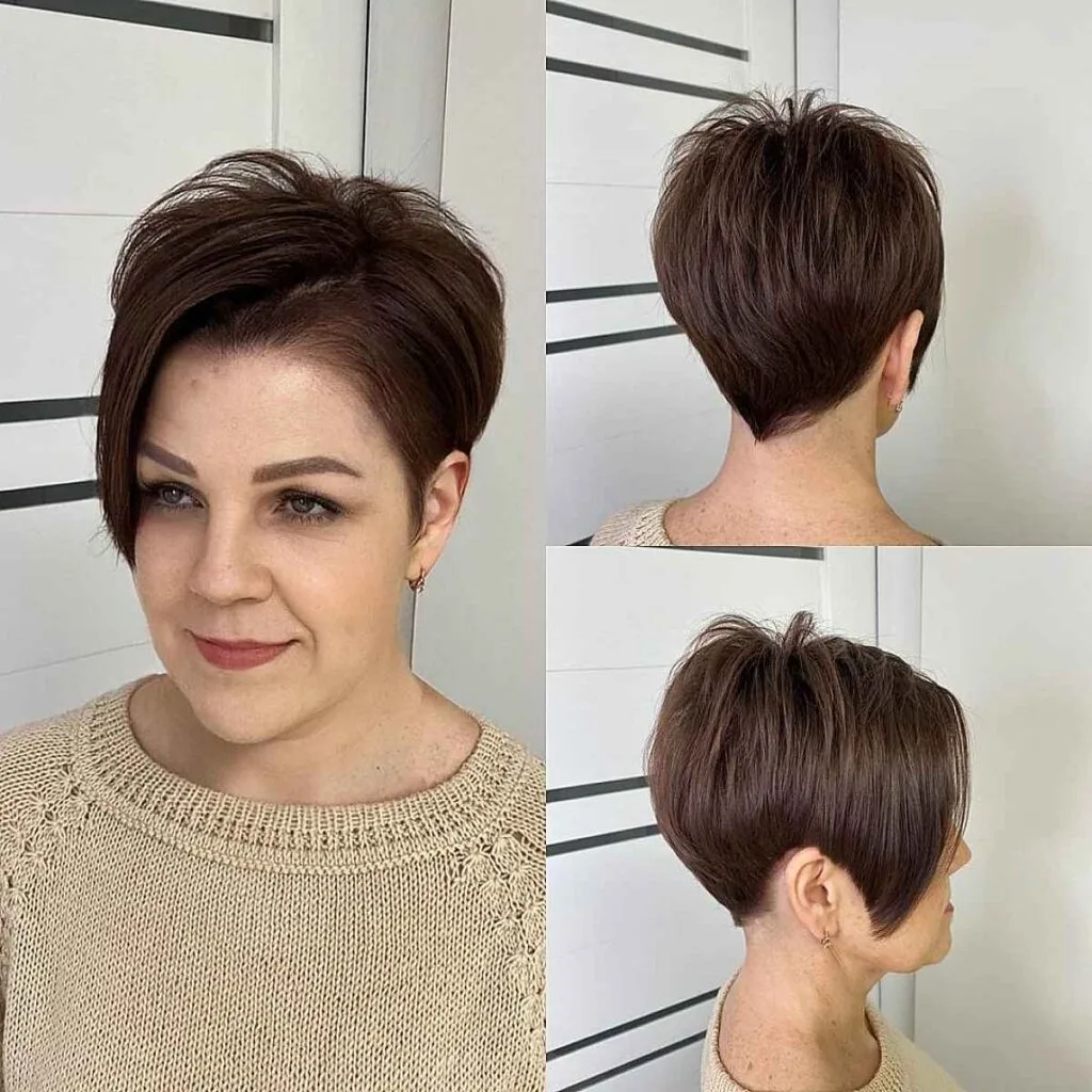 Trendy Asymmetrical Pixie on Ladies Over 40 with Fine Hair