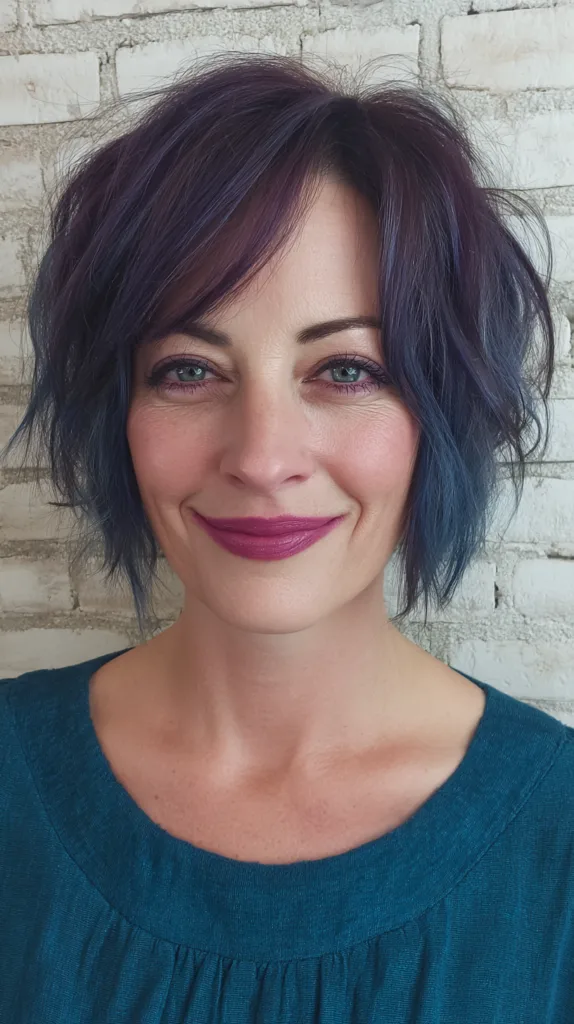 Trendy Frayed Bob with Bold Color Accents