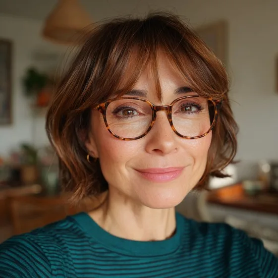 Trendy Textured Bottleneck Bangs with Soft Waves