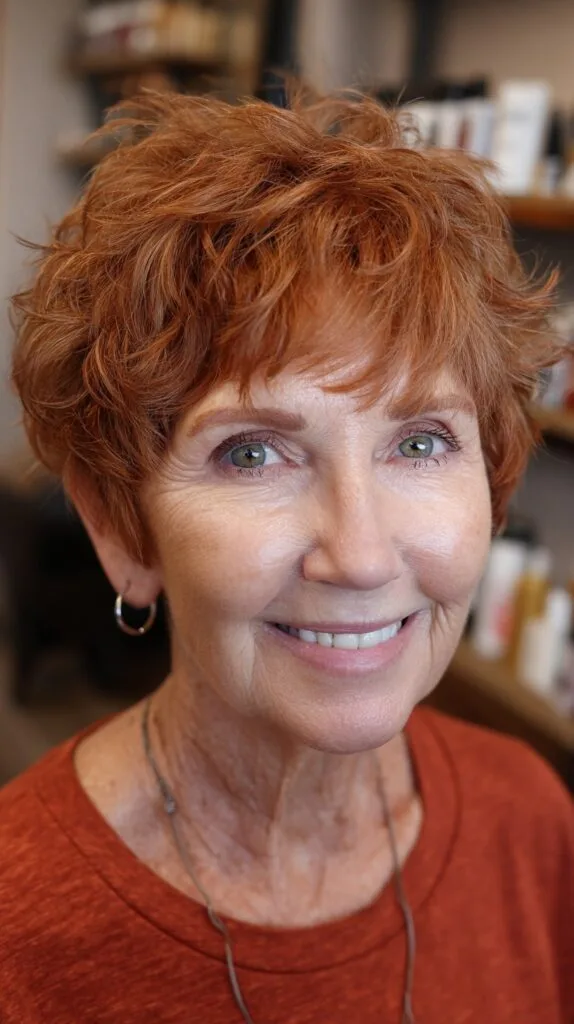 Vibrant Copper Spiky Pixie for Mature Women