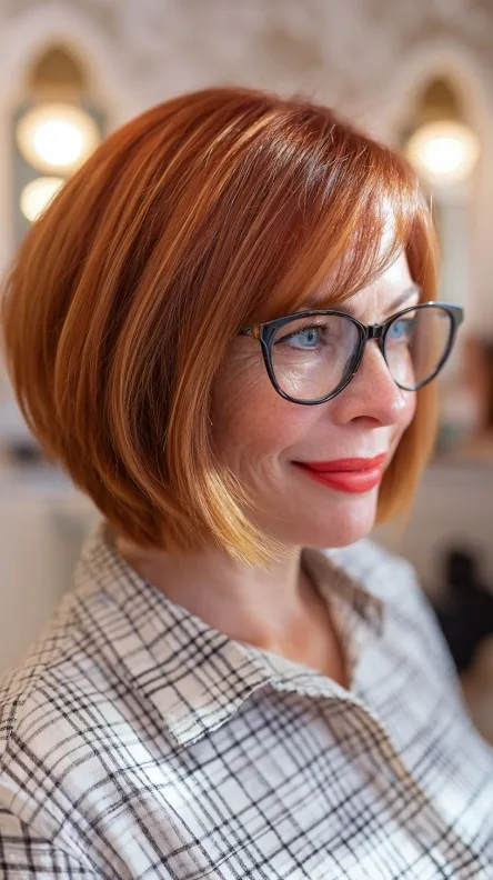 Vibrant Copper Wedge Bob with Soft Layers