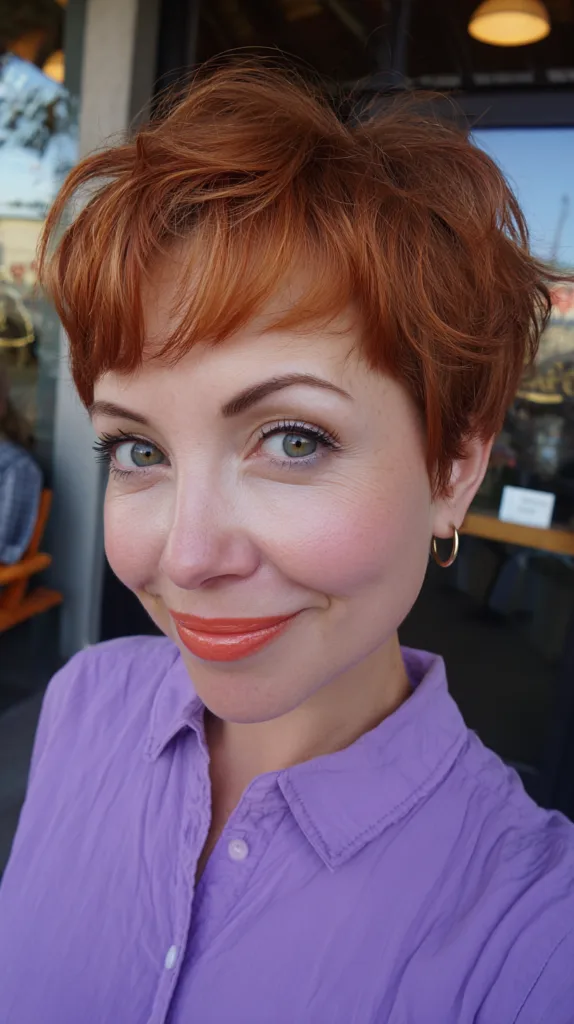 Vibrant Textured Copper Pixie Cut