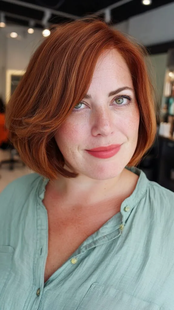 Warm Auburn Stacked Bob with Soft Layers