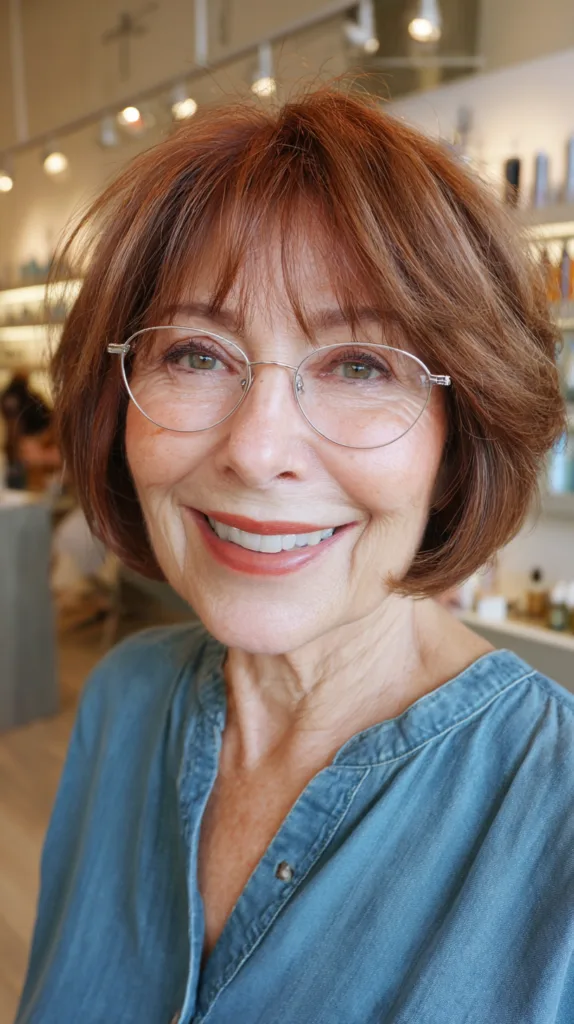 Warm Auburn Textured Crop Bob with Subtle Layers