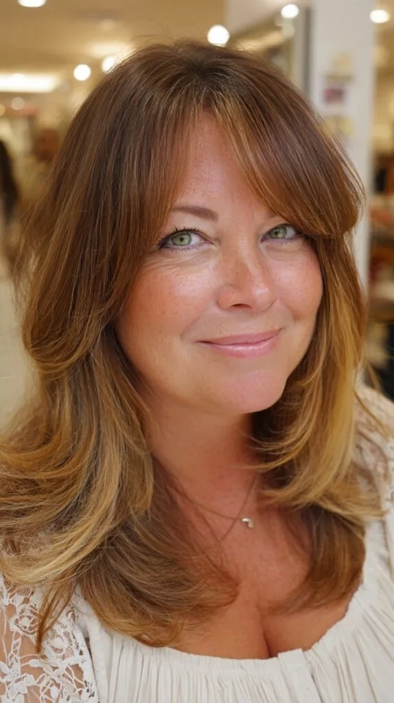 Warm Bronde Butterfly Layers with Subtle Face-Framing