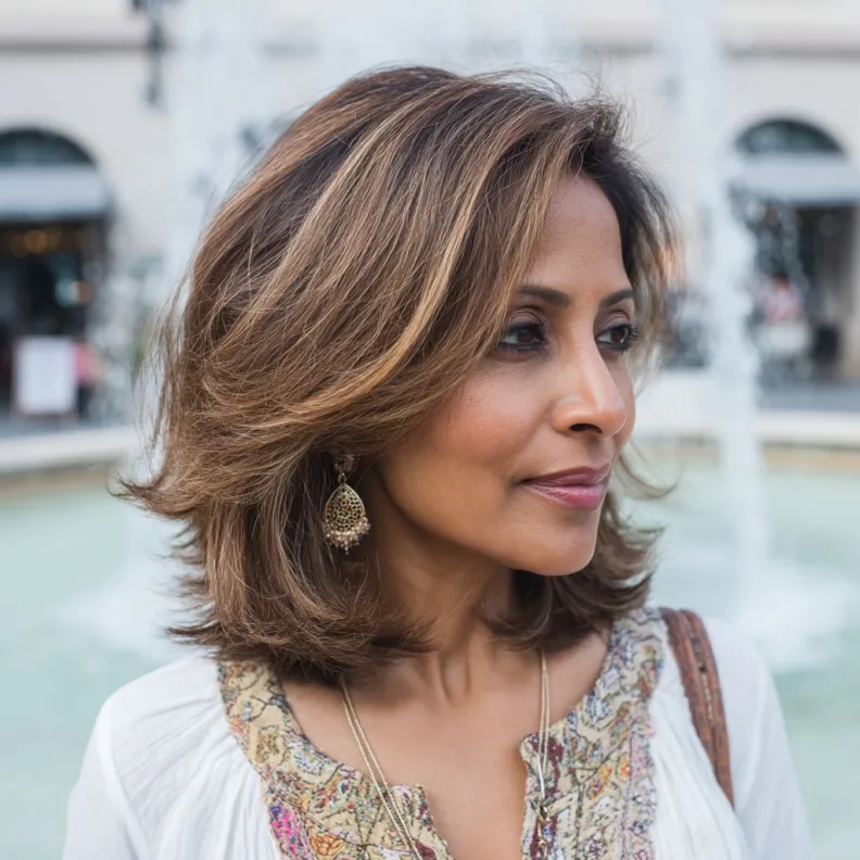 Warm Honey-Toned Long Bob with Soft Layers
