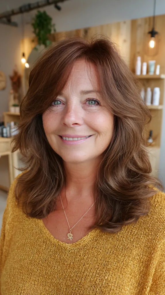 Warm Layered Cut with Flattering Side Bangs