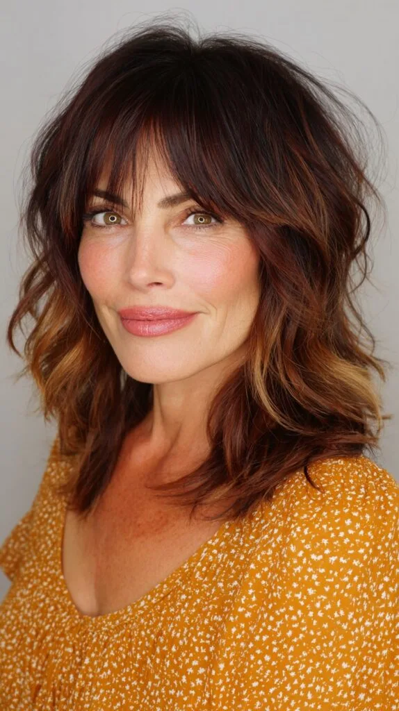Warm Layered Cut with Lively Face-Framing Bangs