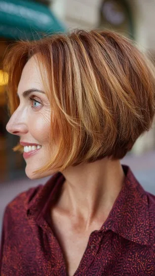 Warm Toned Textured Floating Bob