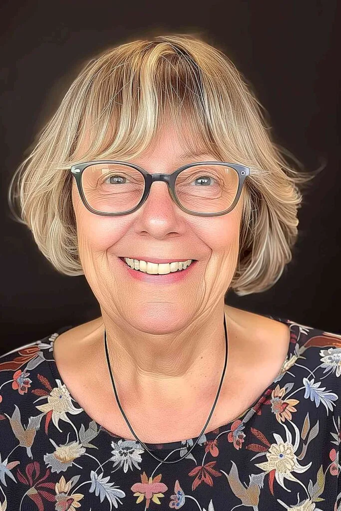Wash-and-Wear Shaggy Bob Haircut for a lady over 70