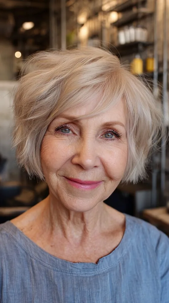 Whimsical Feathered Ash Blonde Bob