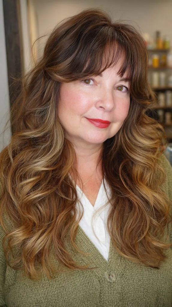 Whirlwind Brunette Curls with Blonde Streaks
