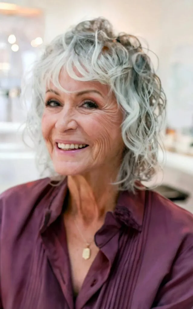 Wispy Shag with Loose Curly Hair for Ladies in Their 70s