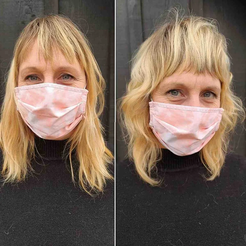 1970s Wavy Shag Hairstyle featuring Face-Framing Bangs