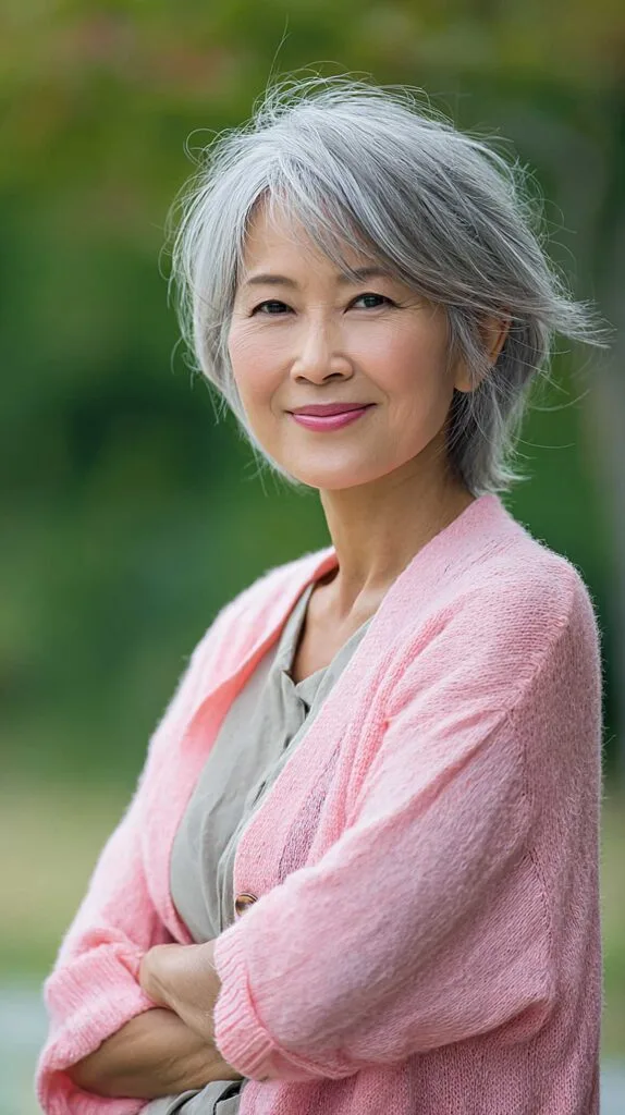 Airy Gray Shag with Wispy Bangs and Flyaway Texture