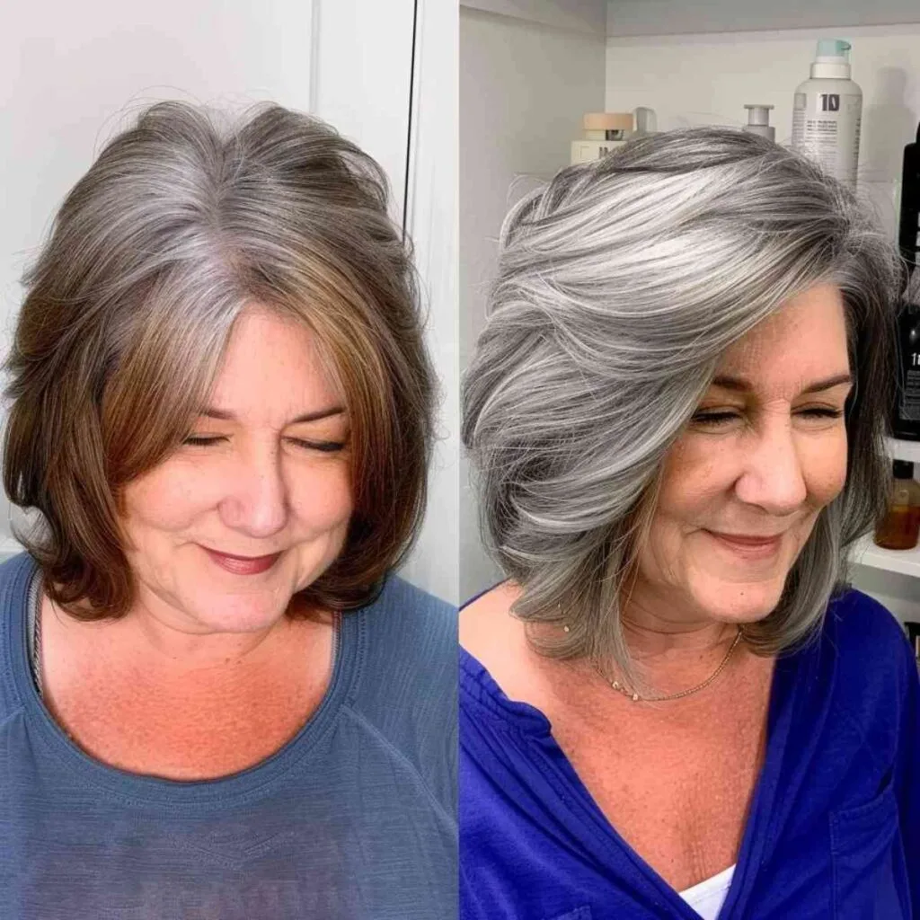 Ash Blonde Shaggy Layered Bob for Women Over 50 with Fine Hair and Volume
