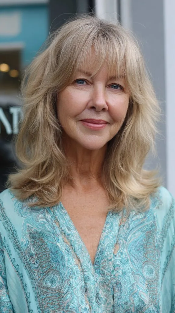 Ash-Blonde Shoulder Shag with Wispy Curtain Fringe
