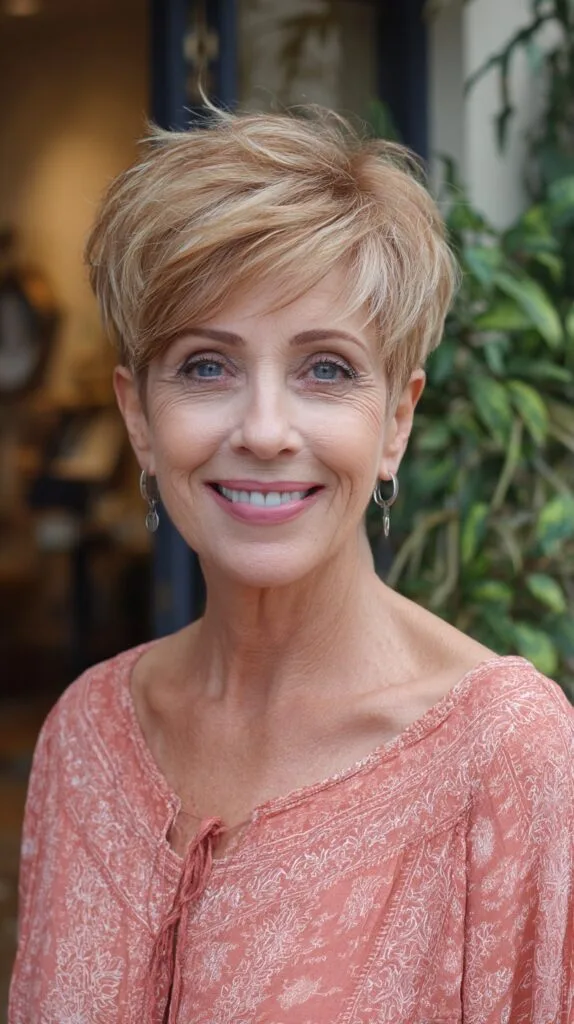 Ash-Blonde Textured Pixie with Soft Side-Swept Fringe