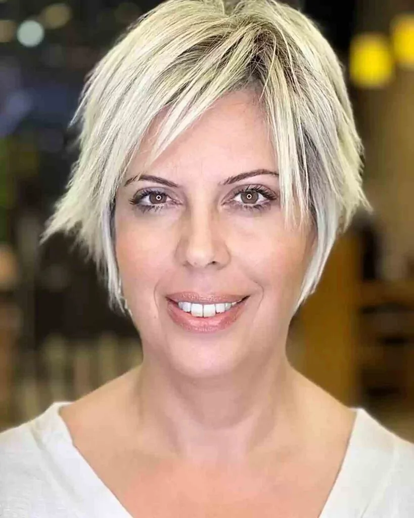 Barbie Blonde Pixie Shag for Mature Women with Long Faces