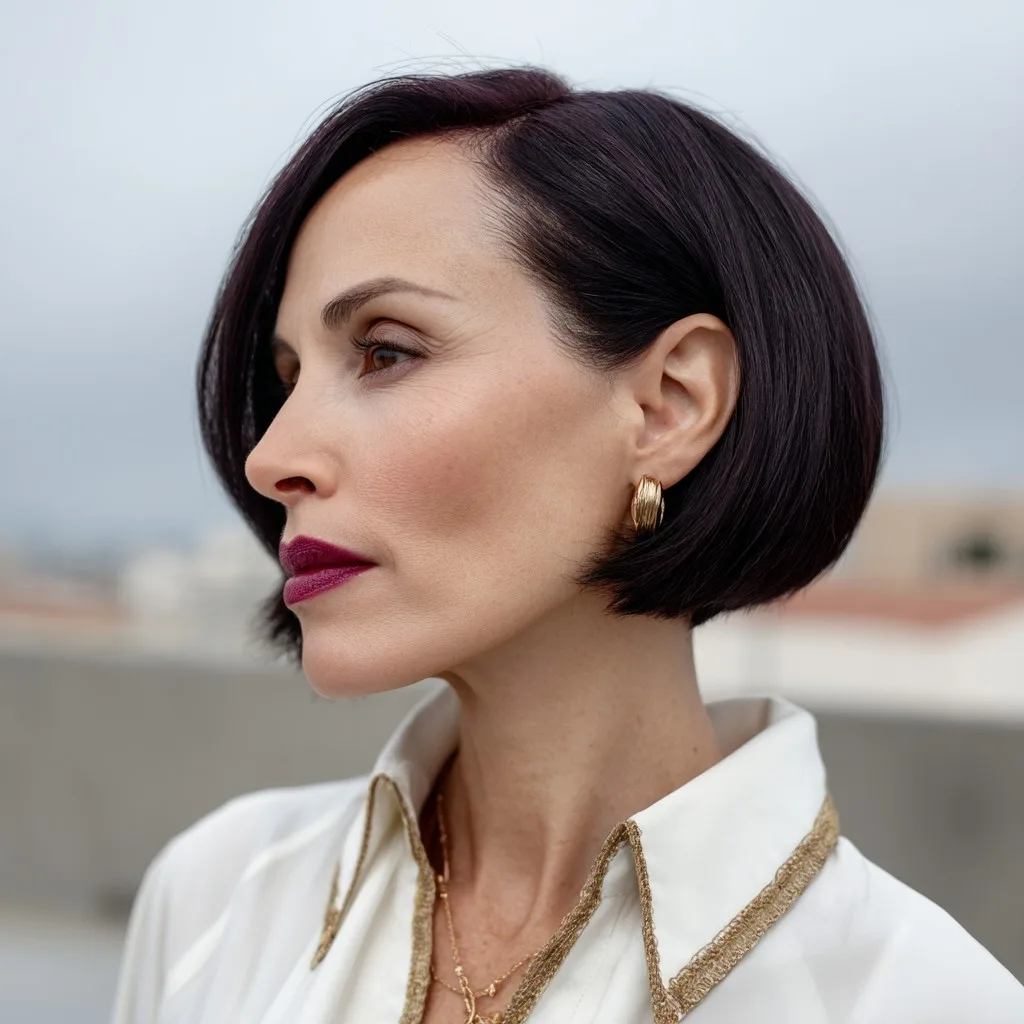 Bold Deep Plum Bob with Subtle Texture