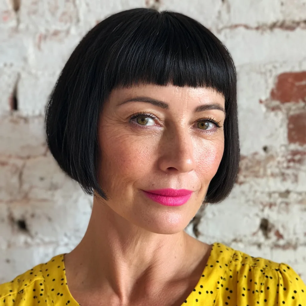 Bold Geometric Bob with Baby Bangs