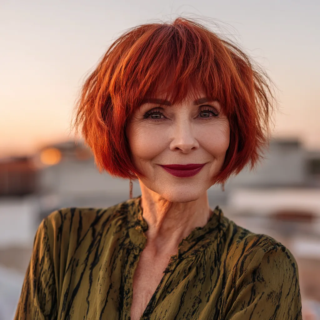 Bold Textured Bob with Wispy Bangs